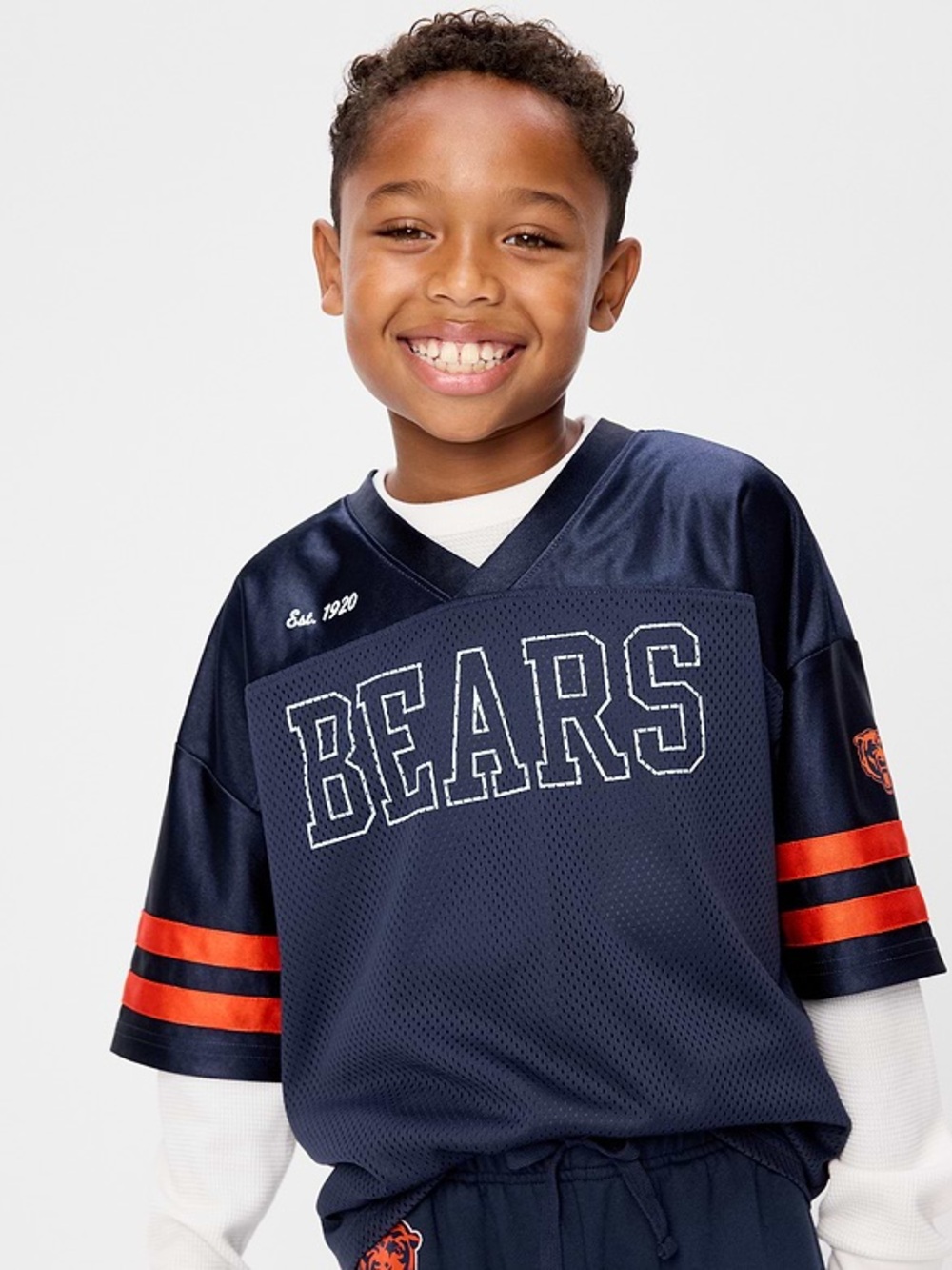 Kids Navy 'Bears' Football Jersey - Navy & Orange